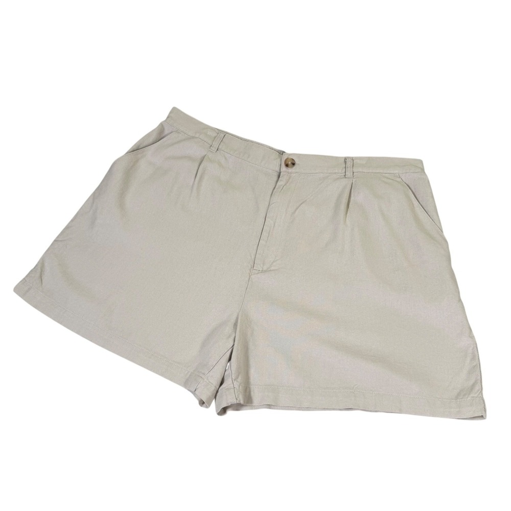 Time and Tru Size XXL Women's Relaxed Fit Linen Rayon Chino Shorts Beige Comfort